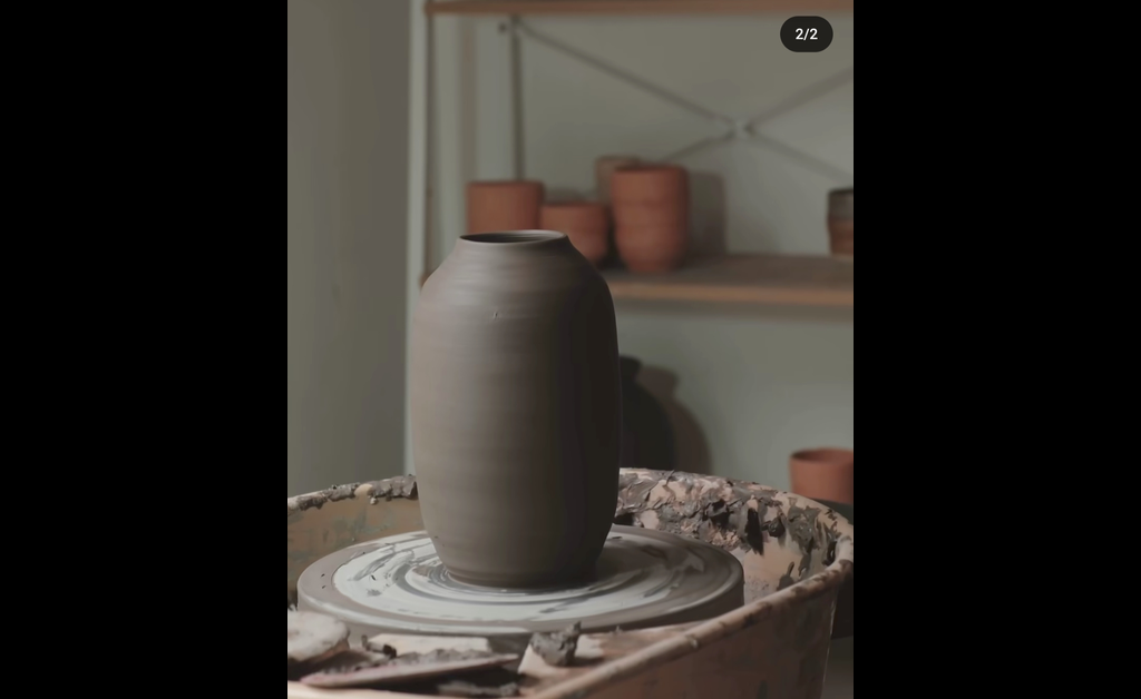 A mud pot is in the process of pottery making.