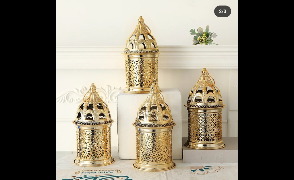 Four beautiful metallic lanterns on white background.