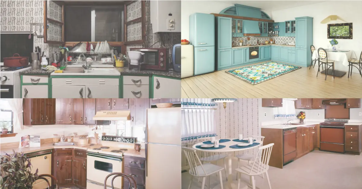 Different designs and layouts of 1970s kitchen