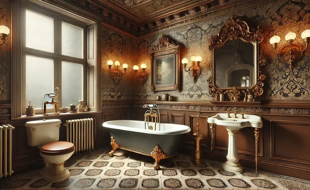 beige and whie clore schemed victorian bathroom.